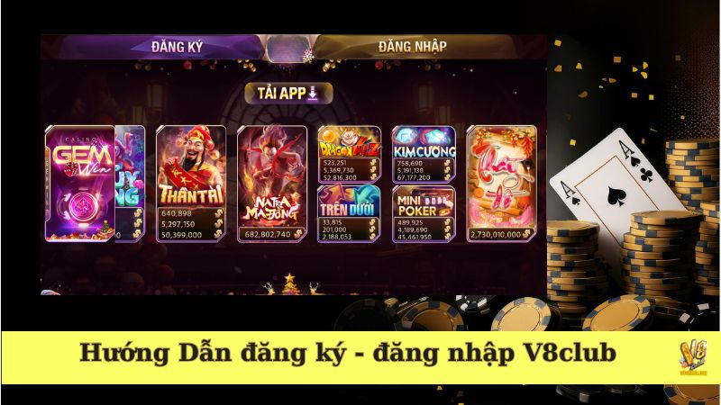 Đăng ký - đăng nhập V8club chơi game thả ga