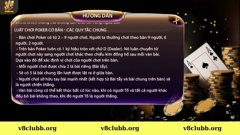 Hướng dẫn chơi poker V8club