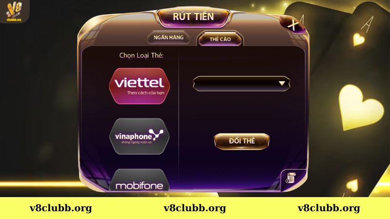 Hướng dẫn rút thẻ cào trên V8club