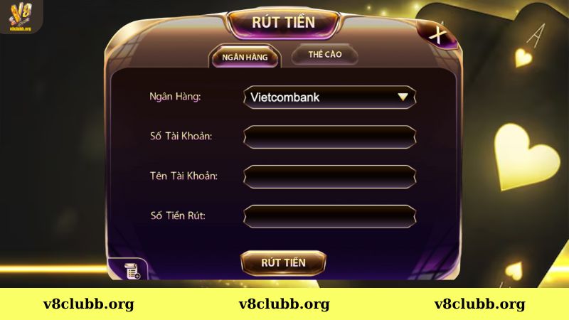 Hướng dẫn rút tiền V8club về tài khoản ngân hàng