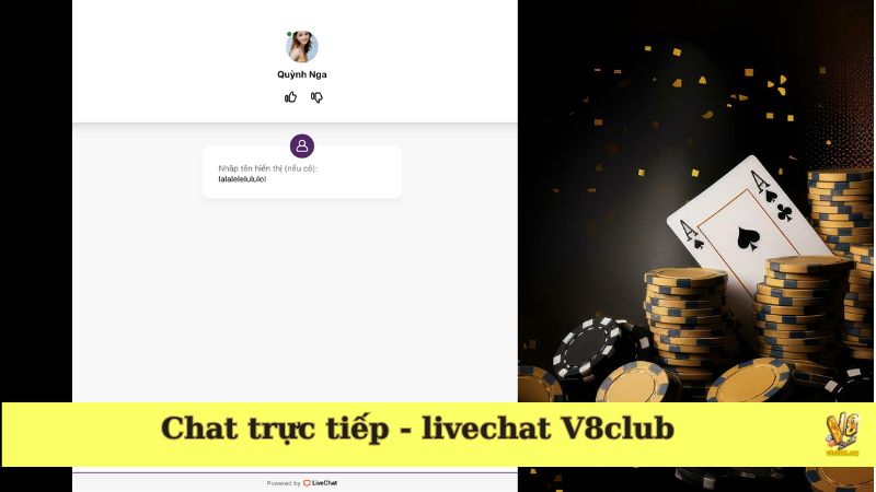 Kênh liên hệ chat trực tiếp trên V8club