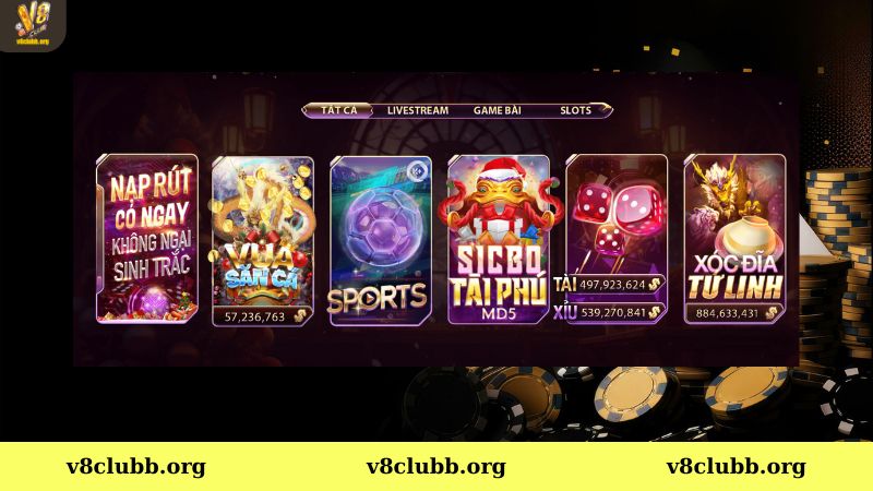 V8club đa dạng sản phẩm cá cược